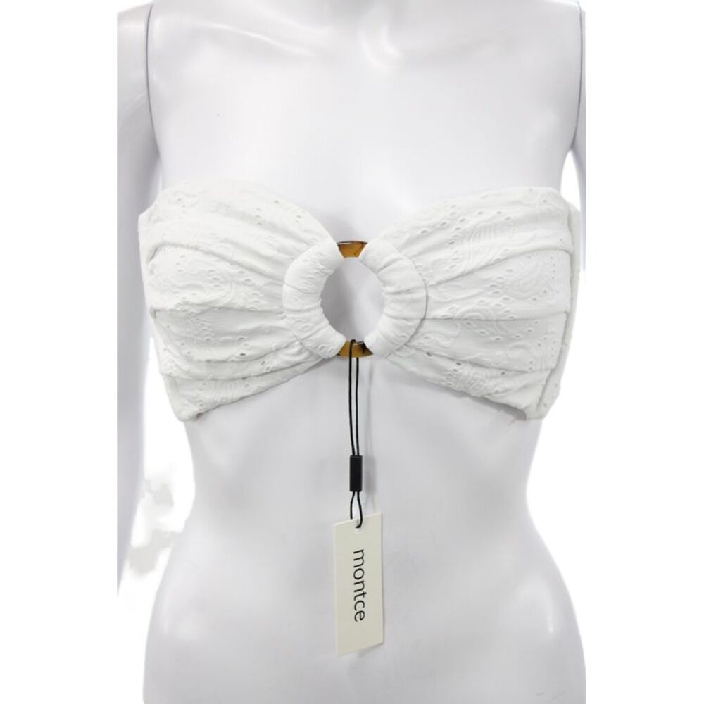 Montce Women White Paisley Boho Bikini Top Size L